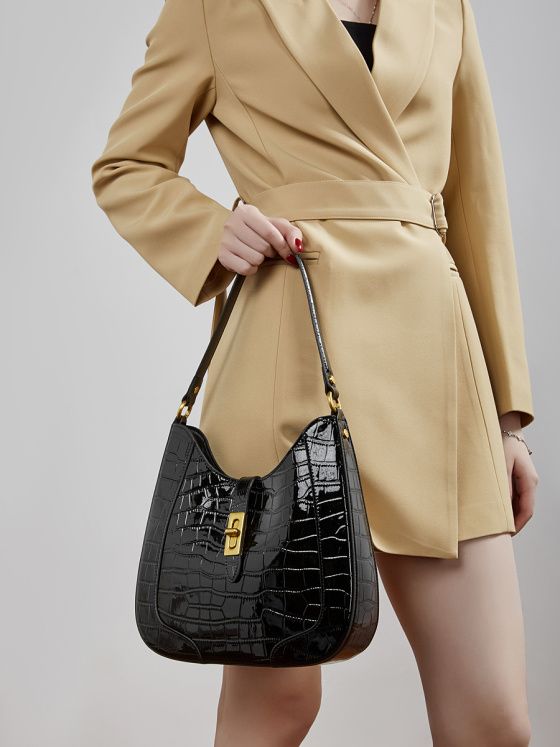 Elova Handcrafted Genuine Leather Bag in Black - E819 view 8