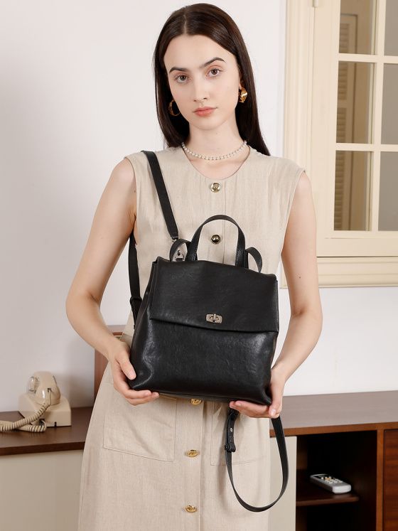 Elova Handcrafted Genuine Leather Bag in Black - E709 view 5