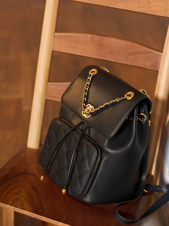 Elova Handcrafted Genuine Leather Backpack in Black - E268 view 5