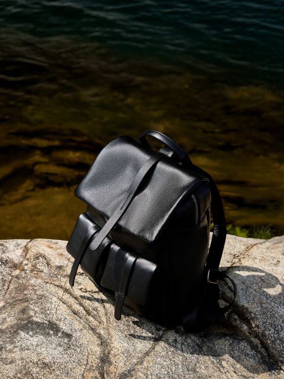 Elova Handcrafted Genuine Leather Backpack in Black - E602 view 4