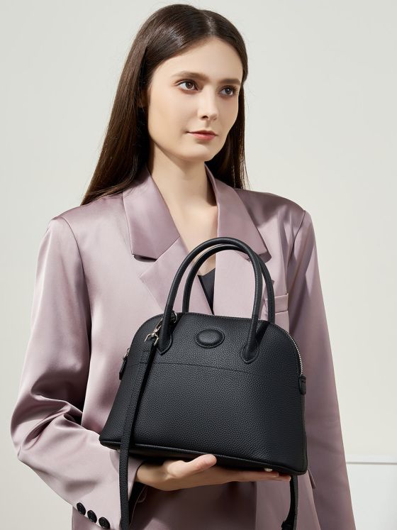 Elova Handcrafted Genuine Leather Bag in Black - E406 view 2