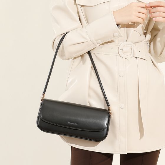 Elova Handcrafted Genuine Leather Crossbody Bag in Black - E651 view 6