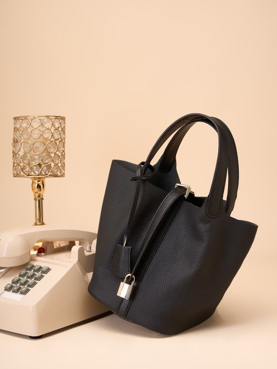 Elova Handcrafted Genuine Leather Bag in Black - E310 view 5