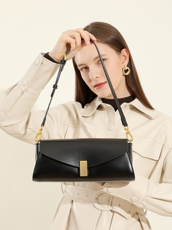 Elova Handcrafted Genuine Leather Crossbody Bag in Black - E635 view 6