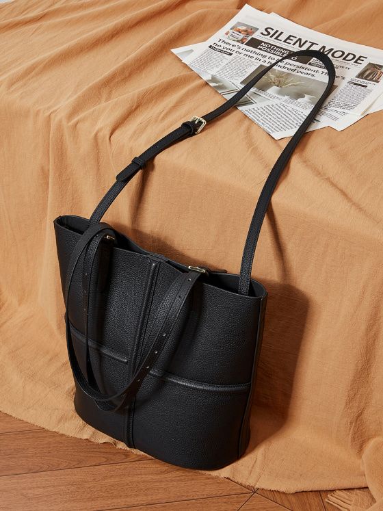 Elova Handcrafted Genuine Leather Tote Bag in Black - E629 view 7