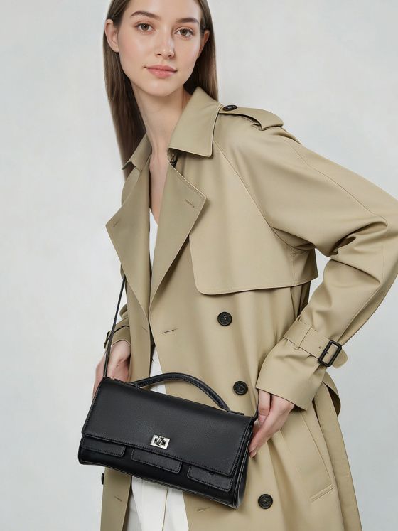 Elova Handcrafted Genuine Leather Crossbody Bag in Black - E798 view 7