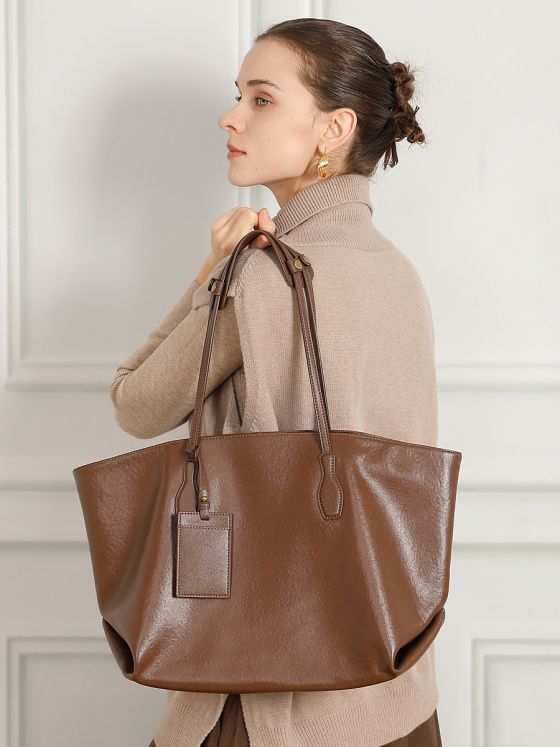 Elova Handcrafted Genuine Leather Tote Bag in Black - E751 view 6