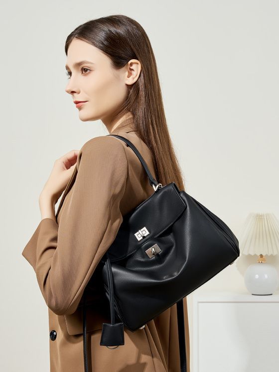 Elova Handcrafted Genuine Leather Rodeo Tote Bag in Black - E425 view 6