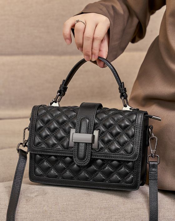 Elova Handcrafted Genuine Leather Crossbody Bag in Black - E327