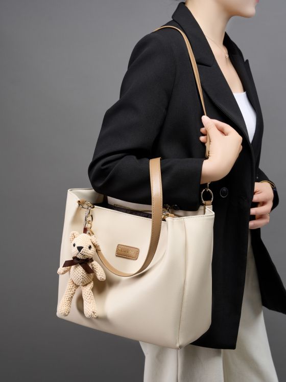 Elova Handcrafted Genuine Leather Tote Bag in White - E617 view 4