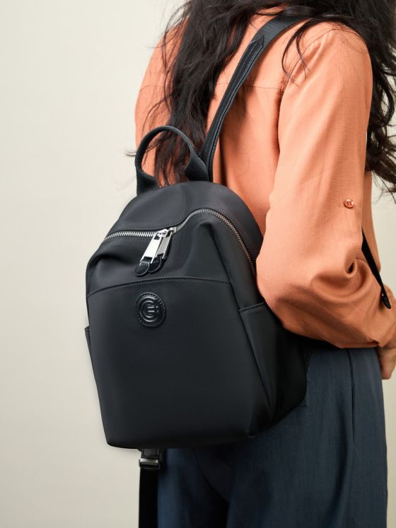 Elova Handcrafted Genuine Leather Backpack in Black - E627 view 6
