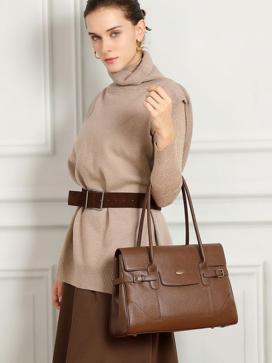 Elova Handcrafted Genuine Leather Tote Bag in Black - E743 view 4