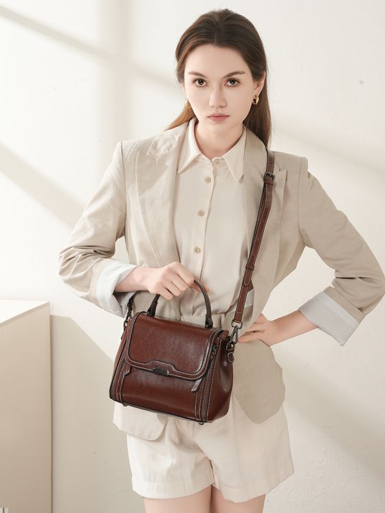 Elova Handcrafted Genuine Leather Crossbody Bag in Black - E637 view 2