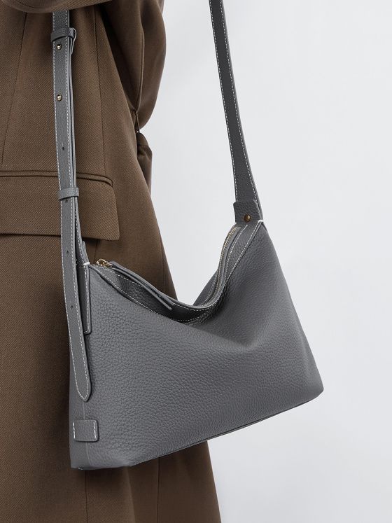 Elova Handcrafted Genuine Leather Crossbody Bag in Gray - E519 view 3