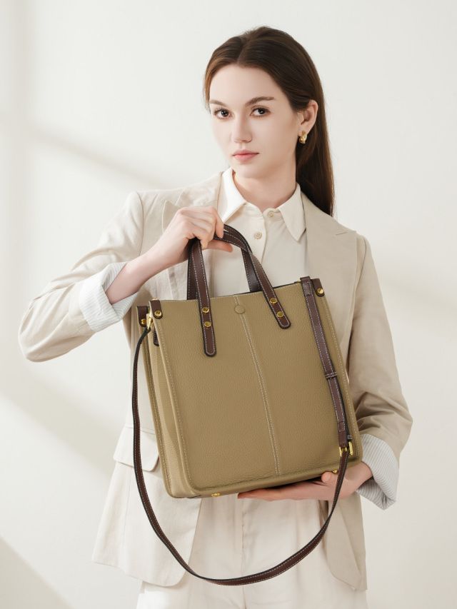 Elova Handcrafted Genuine Leather Tote Bag in Black - E633 view 7