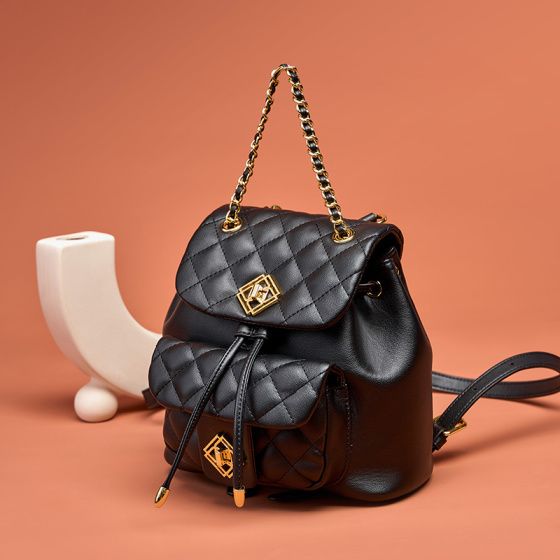 Elova Handcrafted Genuine Leather Bag in Black - E317 view 5