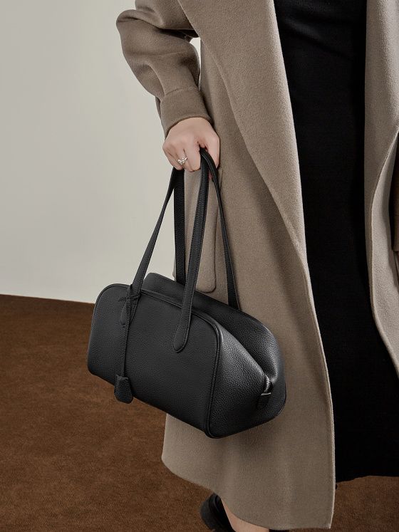 Elova Handcrafted Genuine Leather Tote Bag in Black - E807 view 7