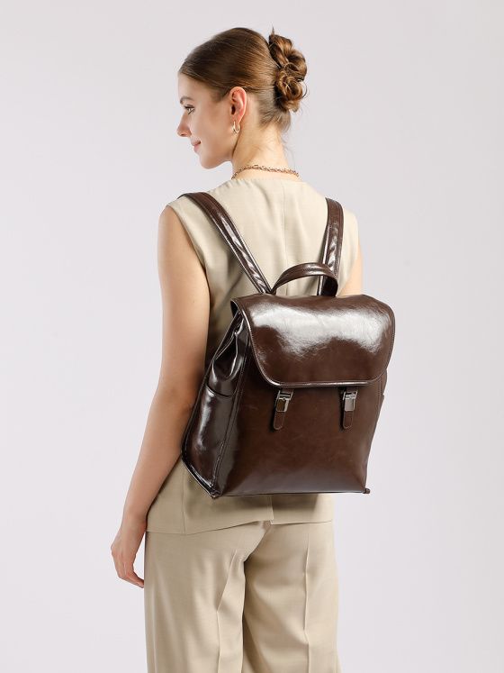 Elova Handcrafted Genuine Leather Backpack in Black - E715 view 5