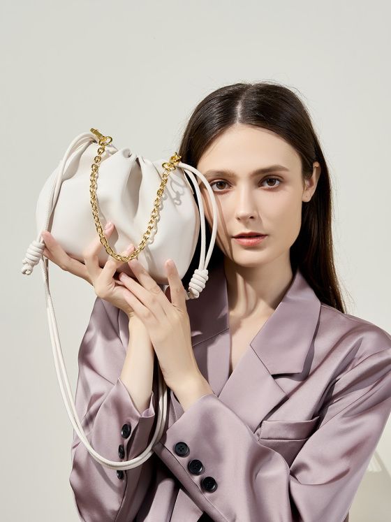 Elova Handcrafted Genuine Leather Crossbody Bag in White - E387 view 4