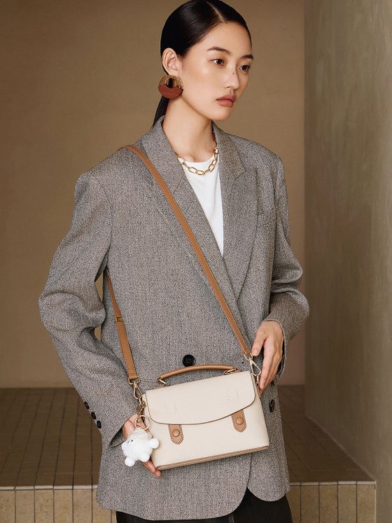 Elova Handcrafted Genuine Leather Crossbody Bag in White - E728 view 2