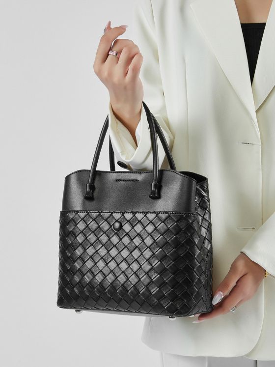 Elova Handcrafted Genuine Leather Tote Bag in Black - E465 view 8