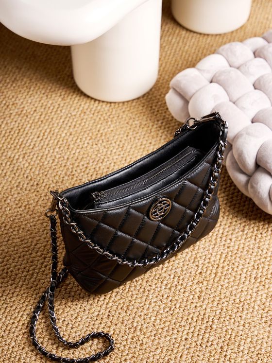 Elova Handcrafted Genuine Leather Crossbody Bag in Black - E182 view 5