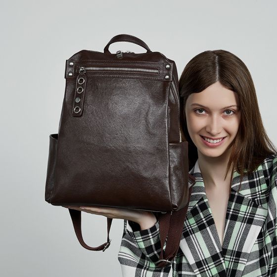 Elova Handcrafted Genuine Leather Bag in Black - E639 view 4