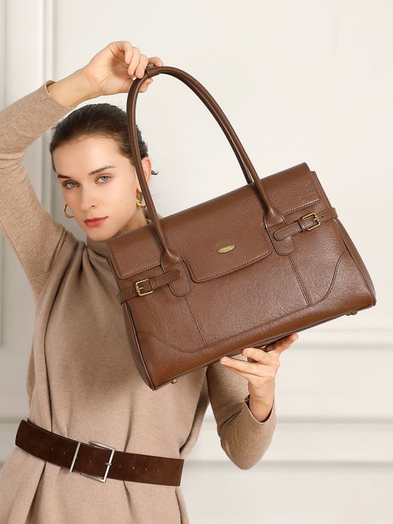 Elova Handcrafted Genuine Leather Tote Bag in Black - E743