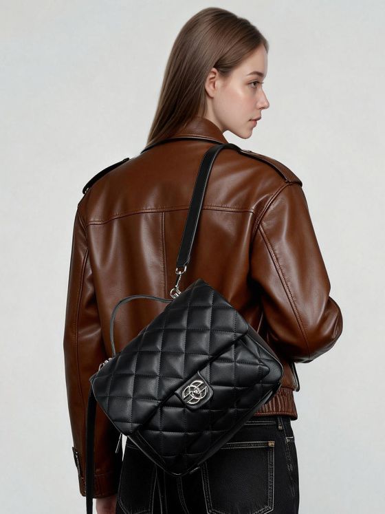 Elova Handcrafted Genuine Leather Bag in Black - E658 view 3