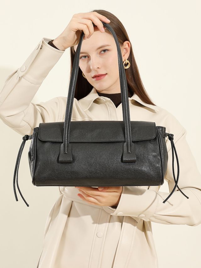 Elova Handcrafted Genuine Leather Bag in Black - E569 view 7