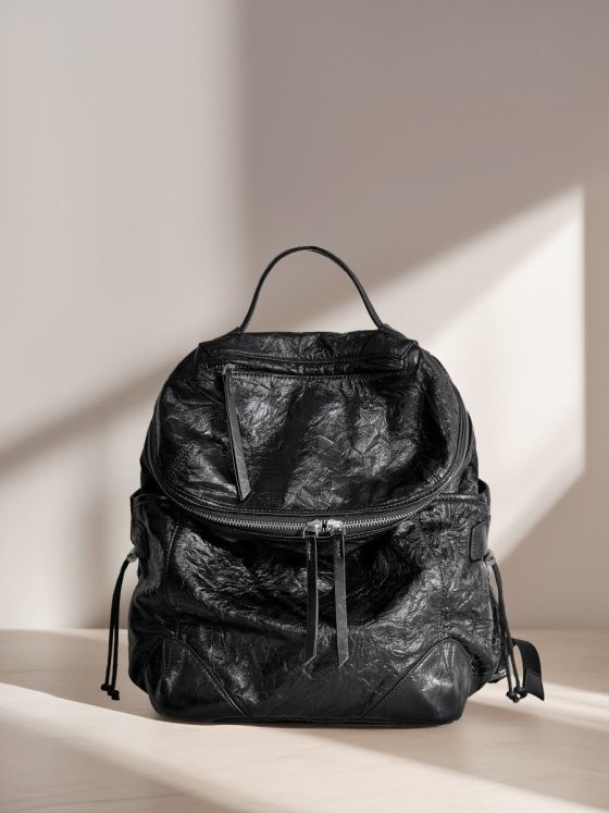 Elova Handcrafted Genuine Leather Backpack in Black - E547 view 4