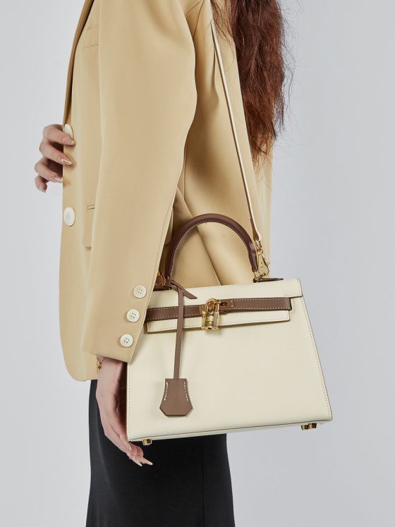 Elova Handcrafted Genuine Leather Crossbody Bag in White - E458 view 3