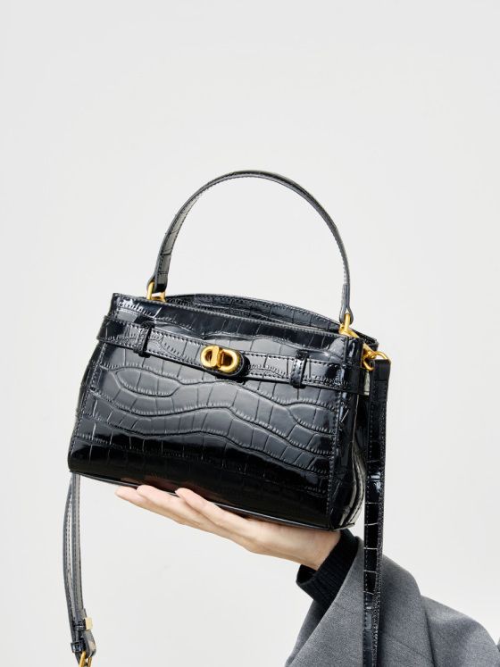 Elova Handcrafted Genuine Leather Bag in Black - E565 view 3