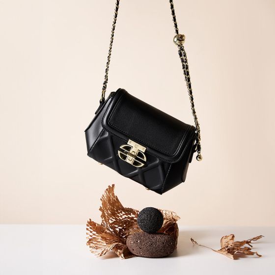 Elova Handcrafted Genuine Leather Crossbody Bag in Black - E352 view 5