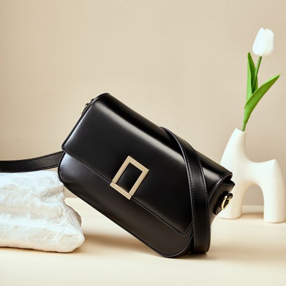 Elova Handcrafted Genuine Leather Crossbody Bag in Black - E163 view 6