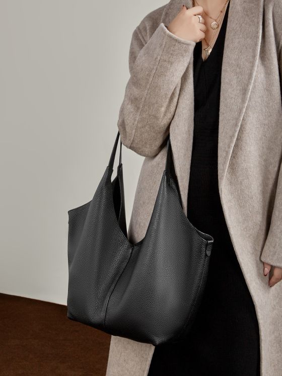 Elova Handcrafted Genuine Leather Tote Bag in Black - E801 view 3