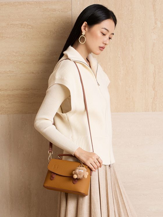 Elova Handcrafted Genuine Leather Crossbody Bag in White - E728 view 8