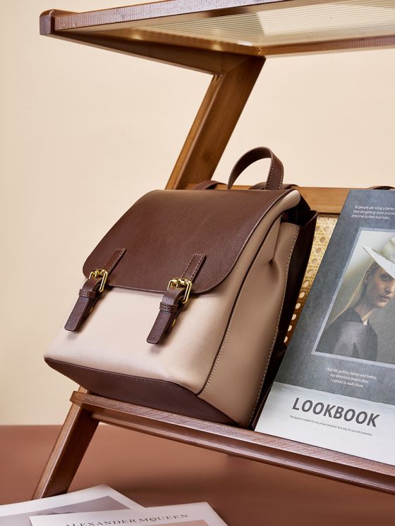 Elova Handcrafted Genuine Leather Backpack in White - E171 view 6