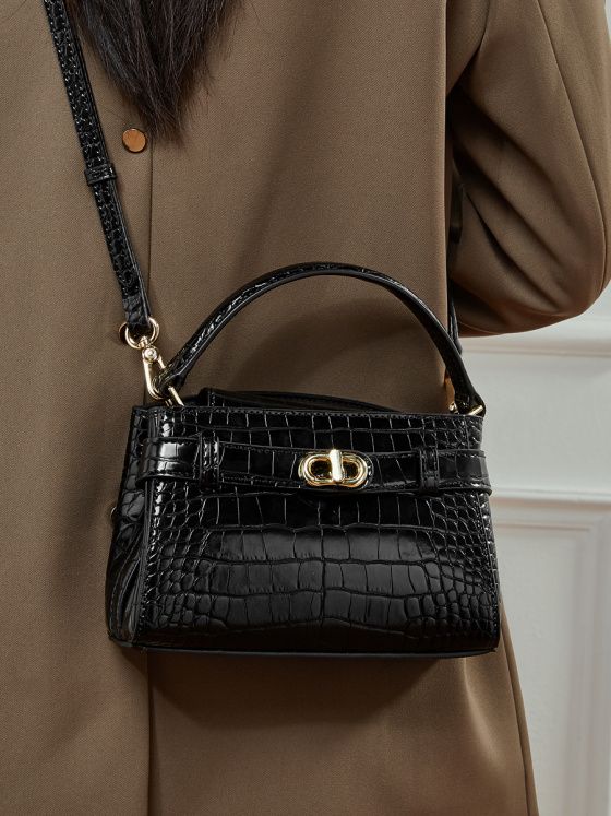 Elova Handcrafted Genuine Leather - Crossbody Bag in Black - E765 view 3