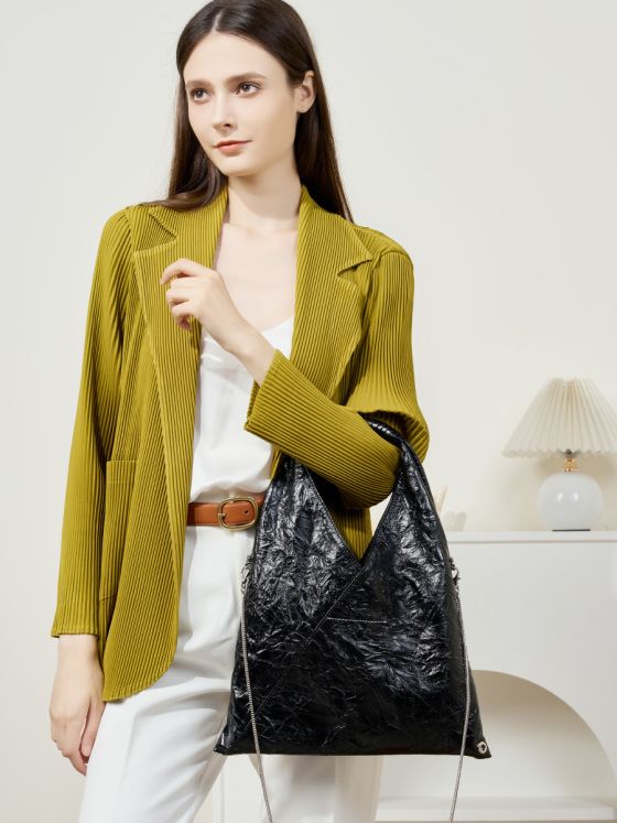 Elova Handcrafted Genuine Leather Tote Bag in Black - E546 view 3