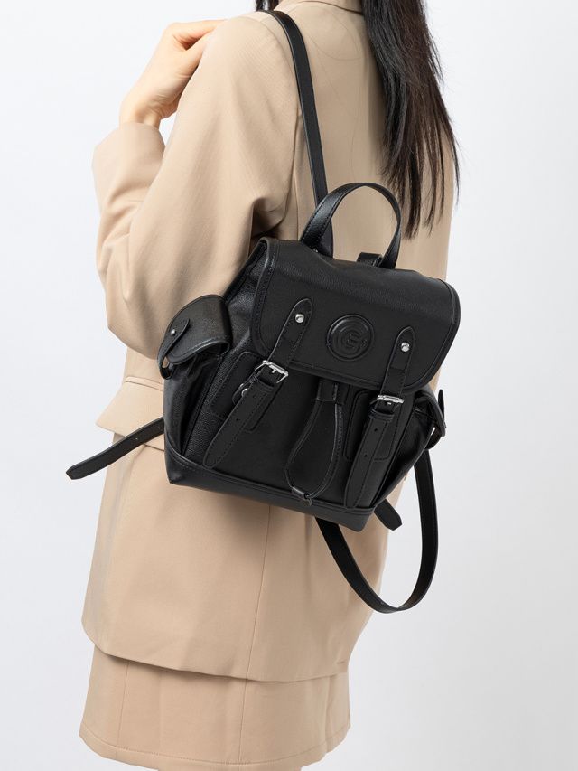 Elova Handcrafted Genuine Leather Backpack in Black - E724 view 7