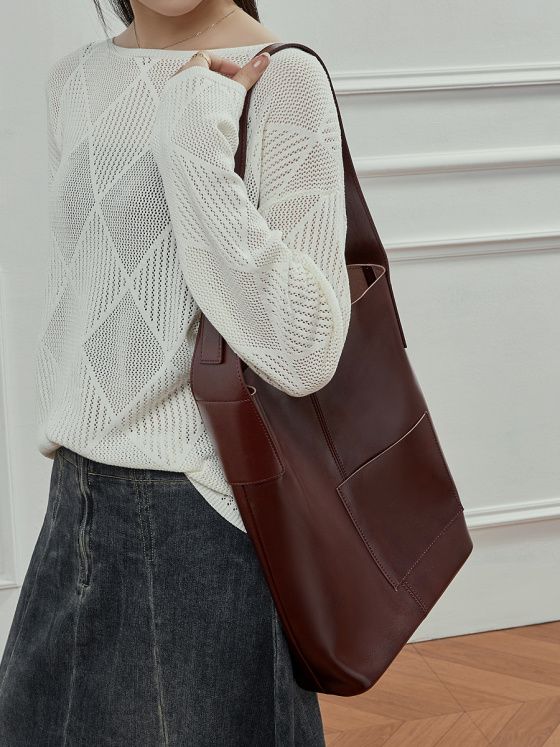 Elova Handcrafted Genuine Leather Tote Bag in Black - E767 view 6