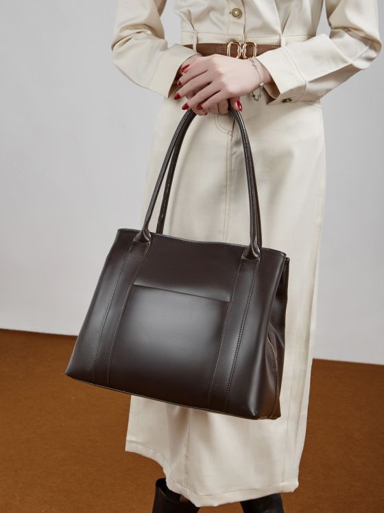 Elova Handcrafted Genuine Leather Tote Bag in Black - E812 view 3