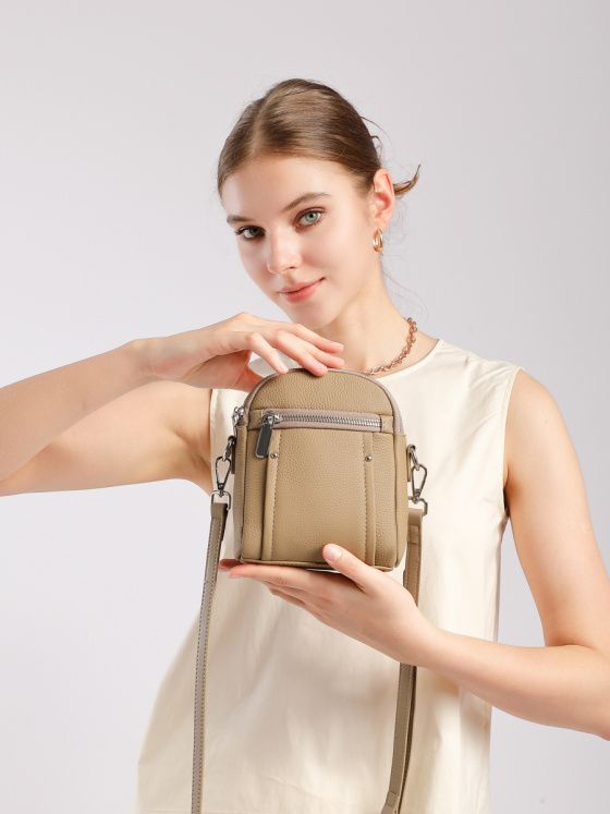 Elova Handcrafted Genuine Leather Togo Crossbody Bag in Black - E713 view 4