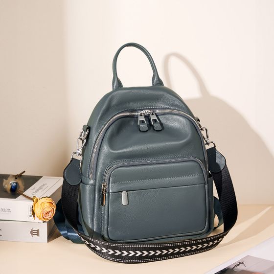 Elova Handcrafted Genuine Leather Backpack in Black - E351 view 8