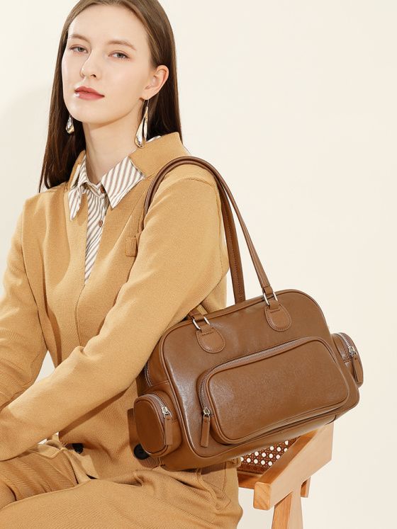 Elova Handcrafted Genuine Leather Tote Bag in Black - E570 view 6