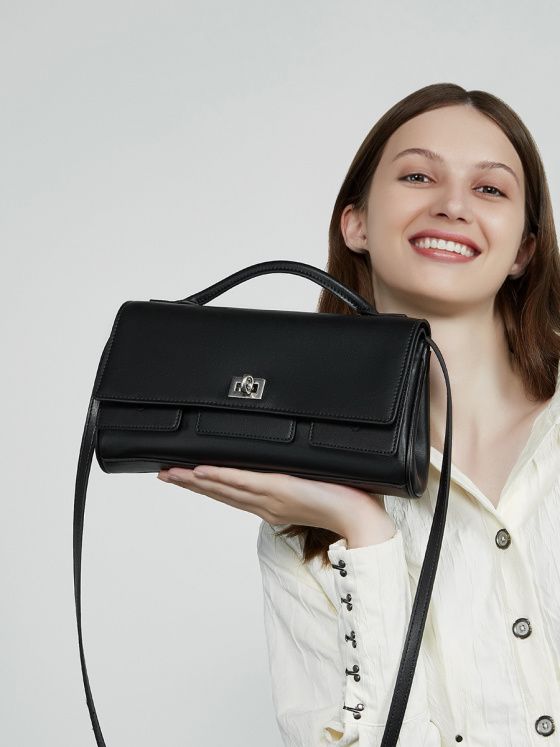 Elova Handcrafted Genuine Leather Crossbody Bag in Black - E722 view 6