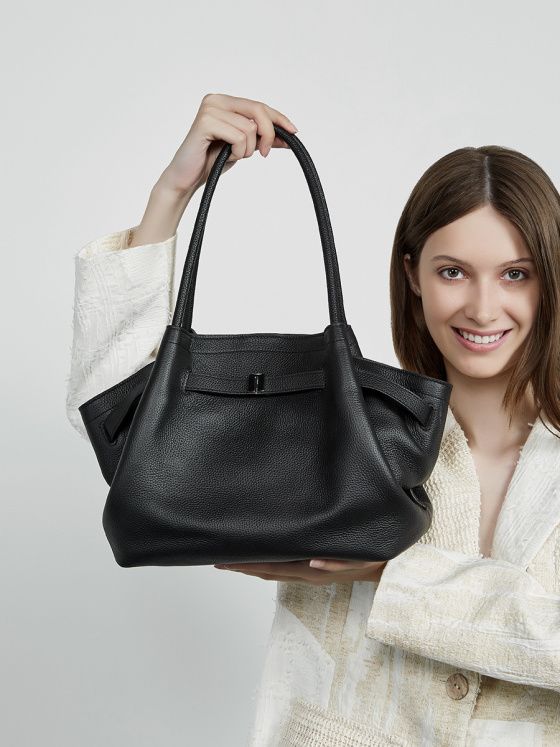 Elova Handcrafted Genuine Leather Bag in Black - E648 view 7