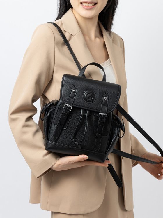 Elova Handcrafted Genuine Leather Backpack in Black - E724 view 4