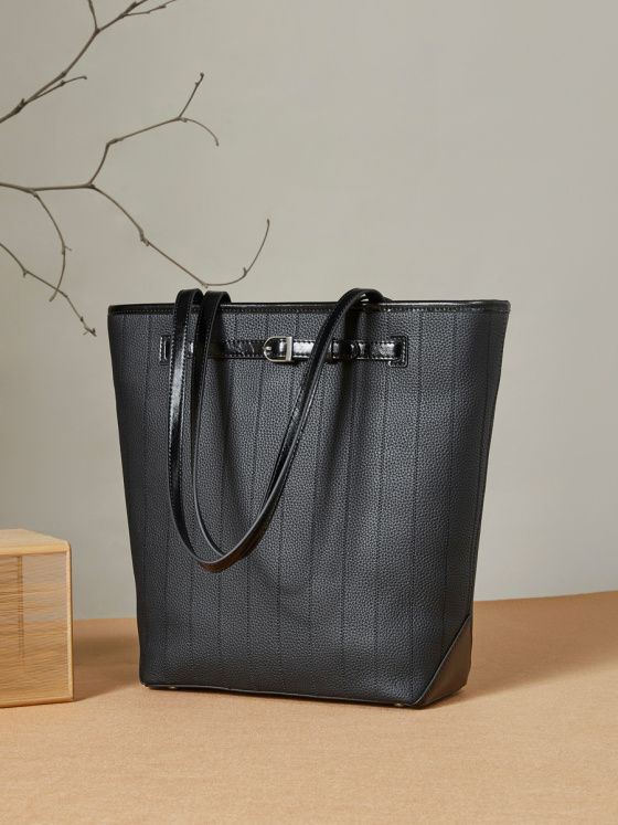 Elova Handcrafted Genuine Leather Tote Bag in Black - E468 view 4